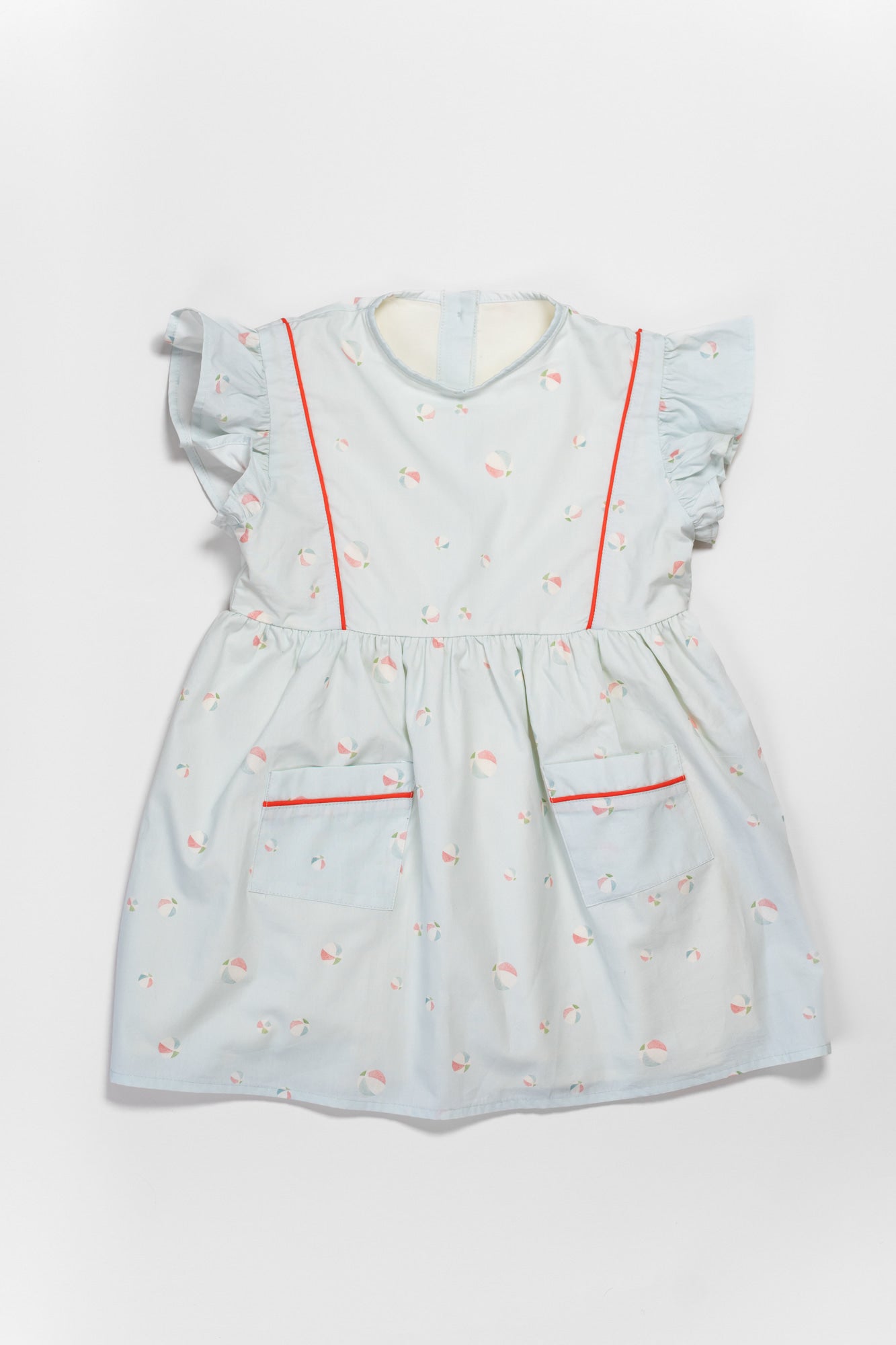VESTIDO VOLANTE HOMBRO. ESTAMPADO BALONES